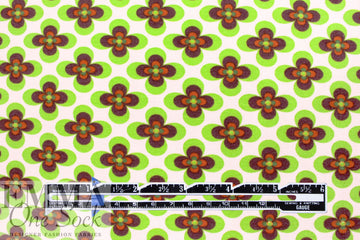 Dutch digital 'flower power' cotton knit PROMO! . - lime/cream .875 yds