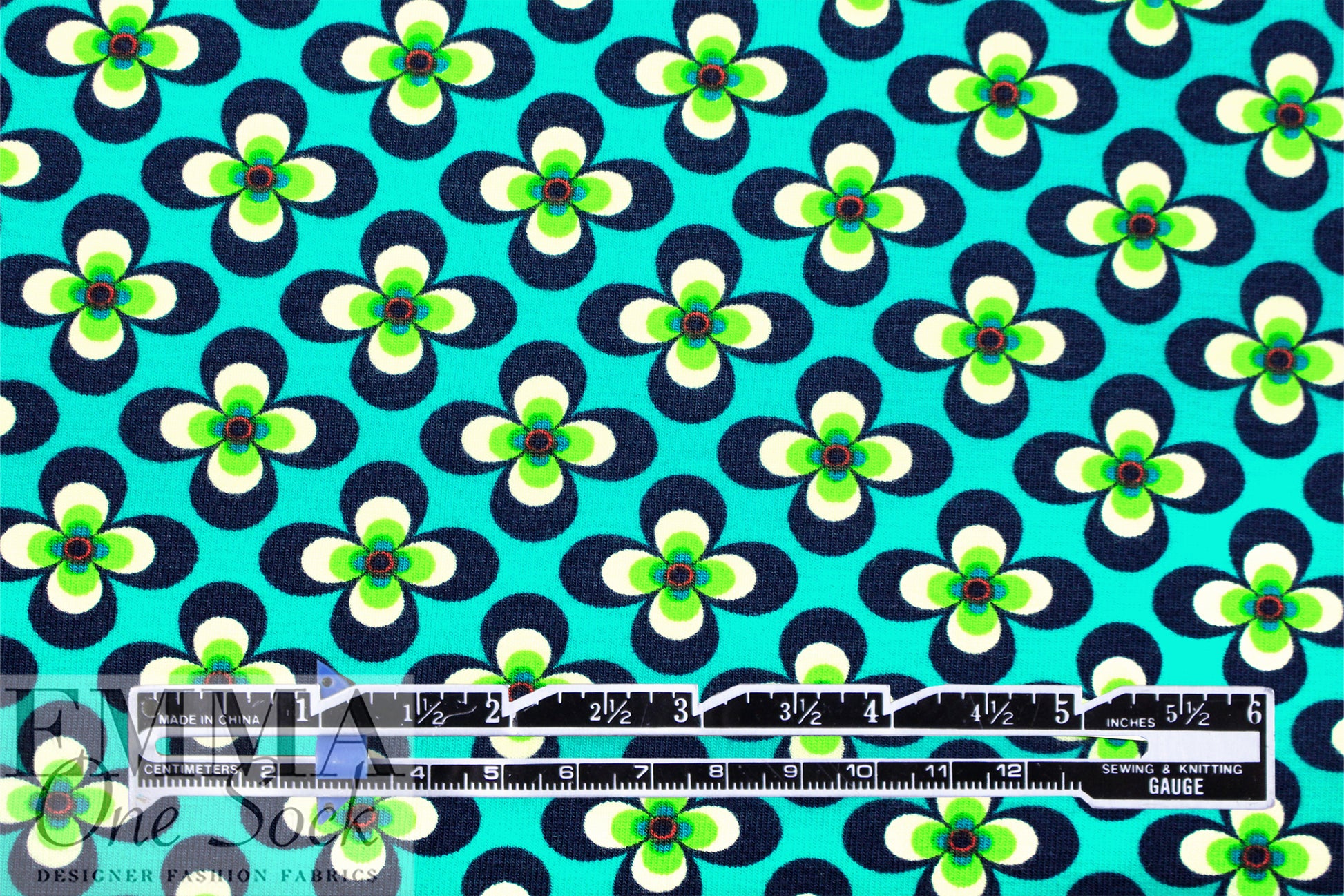 Dutch digital 'flower power' cotton knit Oeko-Tex cert. 1.125 yds