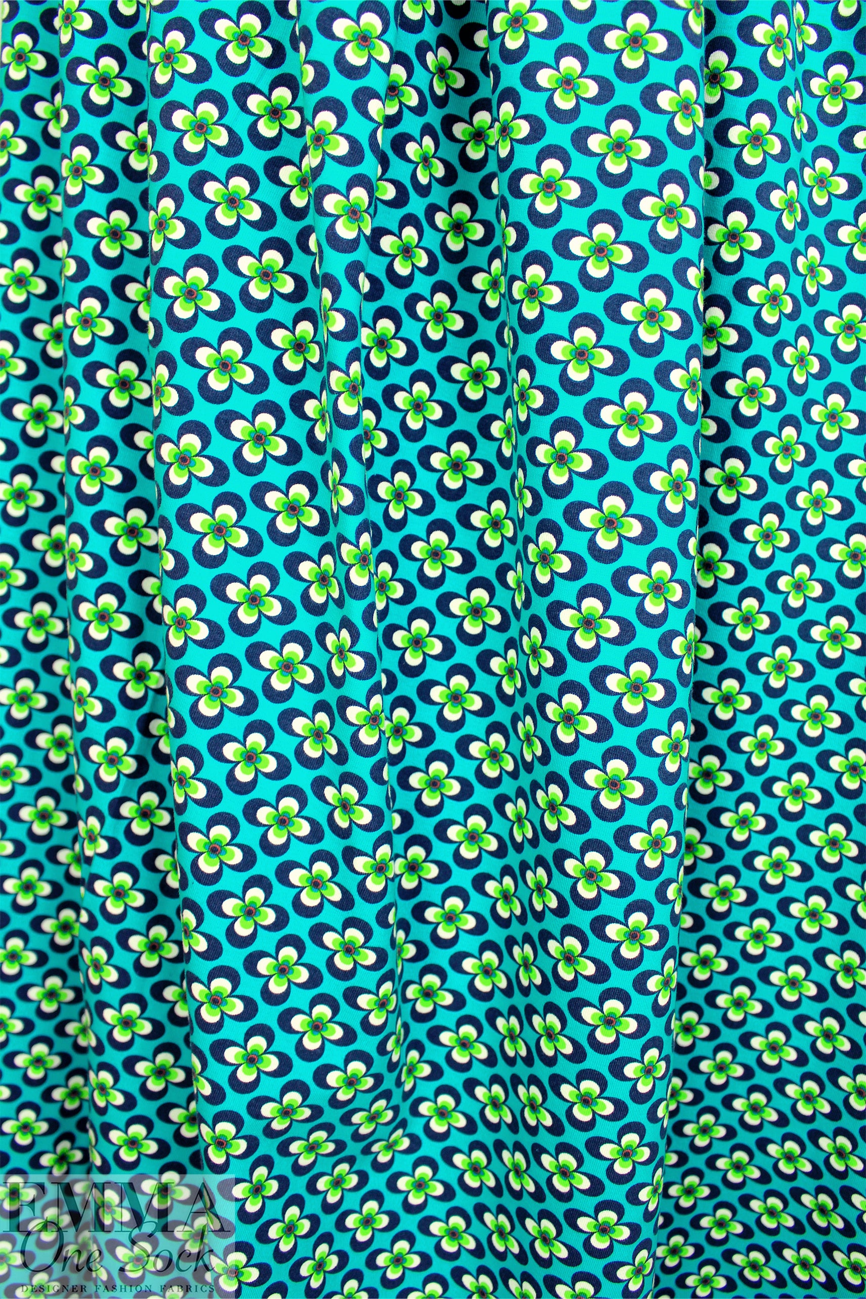 Dutch digital 'flower power' cotton knit Oeko-Tex cert. 1.125 yds