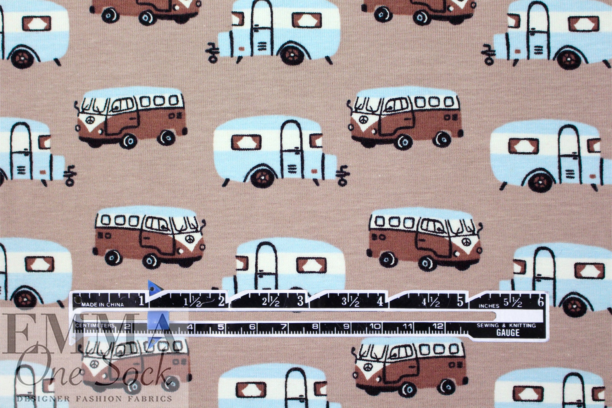 Dutch digital 'magic bus' cotton knit Oeko-Tex cert. 1.25 yd