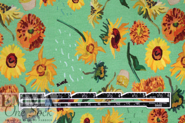 Dutch digital 'Vincent's sunflowers' cotton knit Oeko-Tex cert. .875 yds
