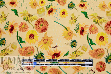Dutch digital 'Vincent's sunflowers 2' cotton knit Oeko-Tex cert. 1.125 yds