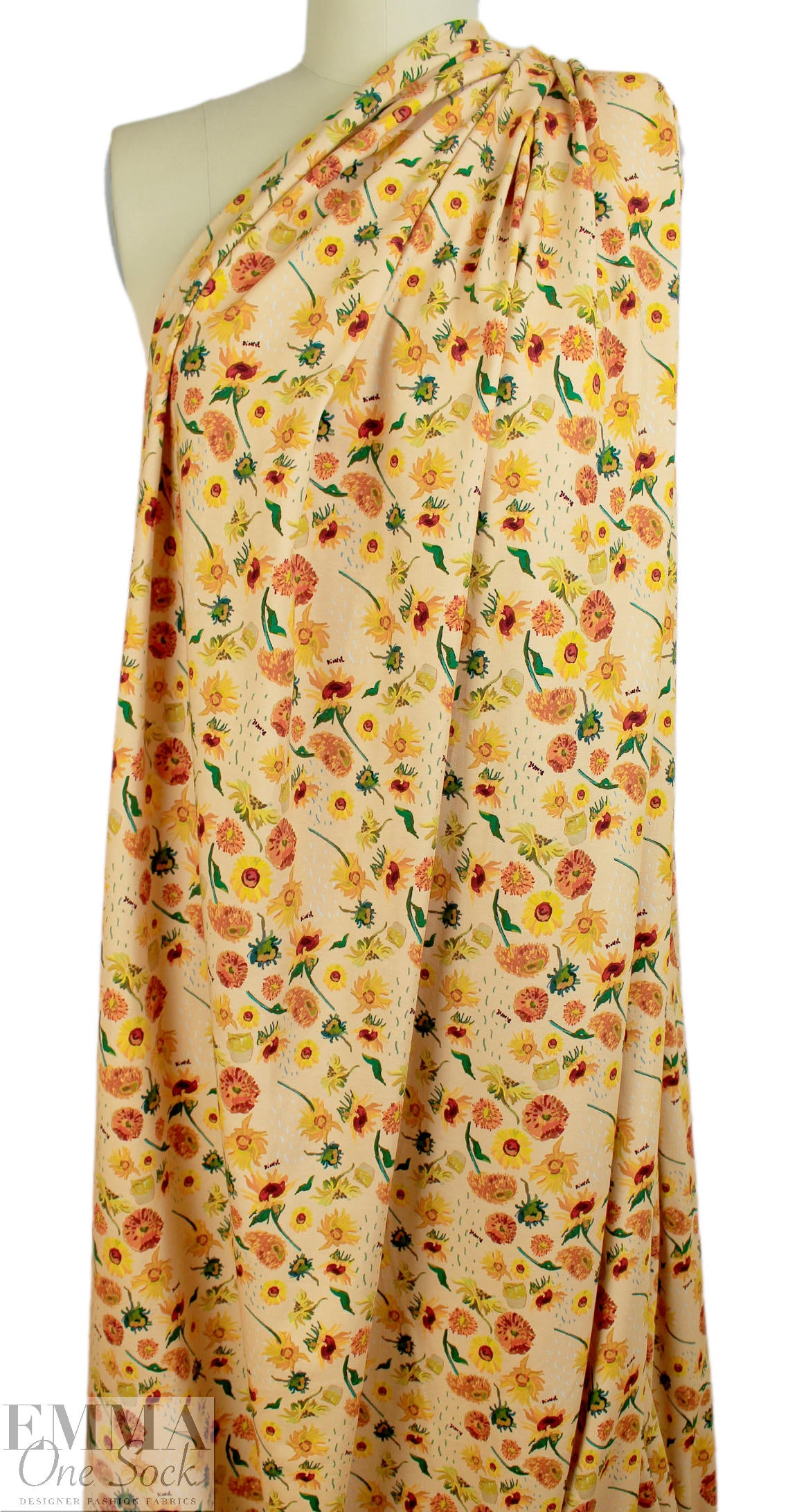 Dutch digital 'Vincent's sunflowers 2' cotton knit Oeko-Tex cert. 1 yard