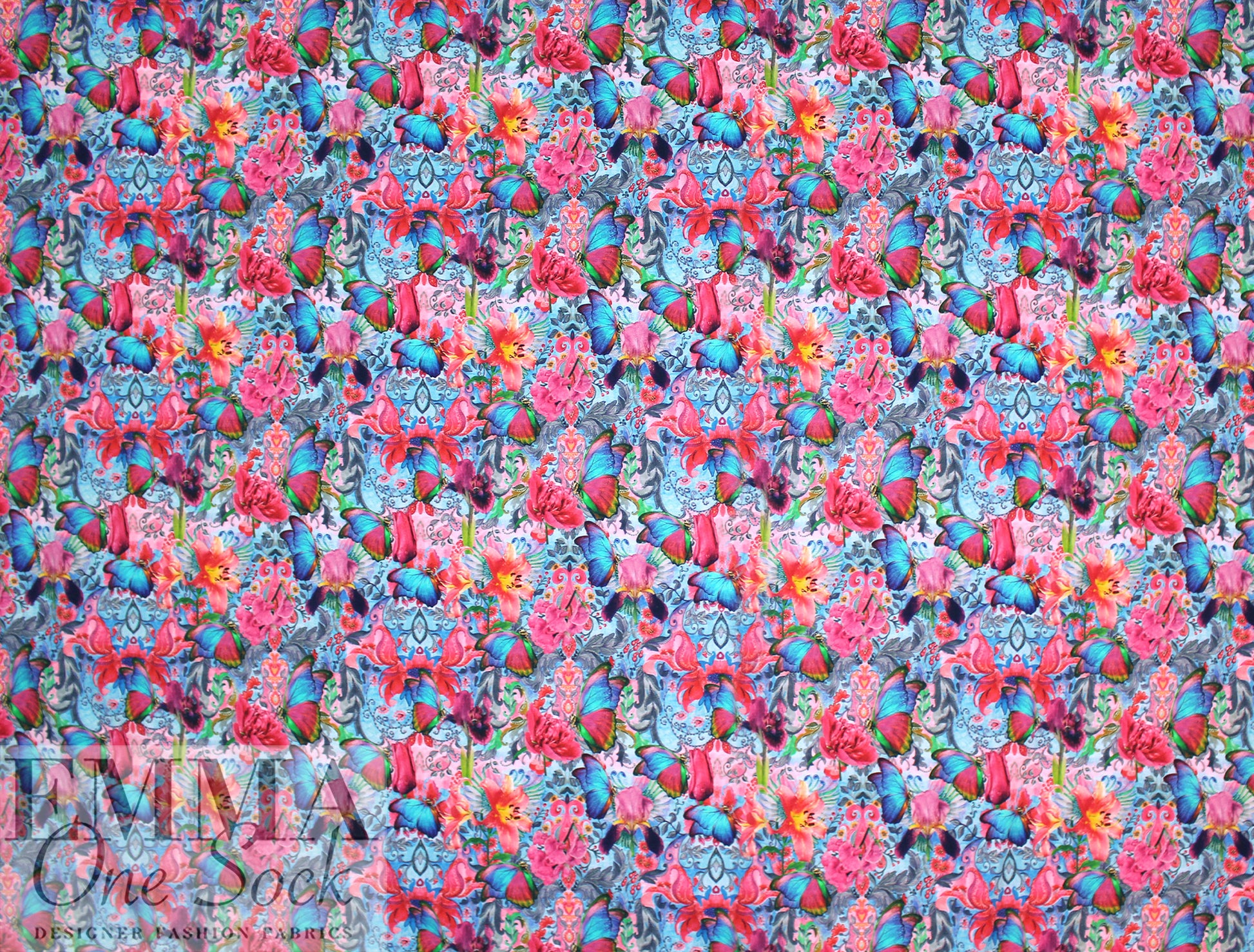 Dutch digital 'butterfly fantasy' cotton knit Oeko-Tex cert. 2 yd