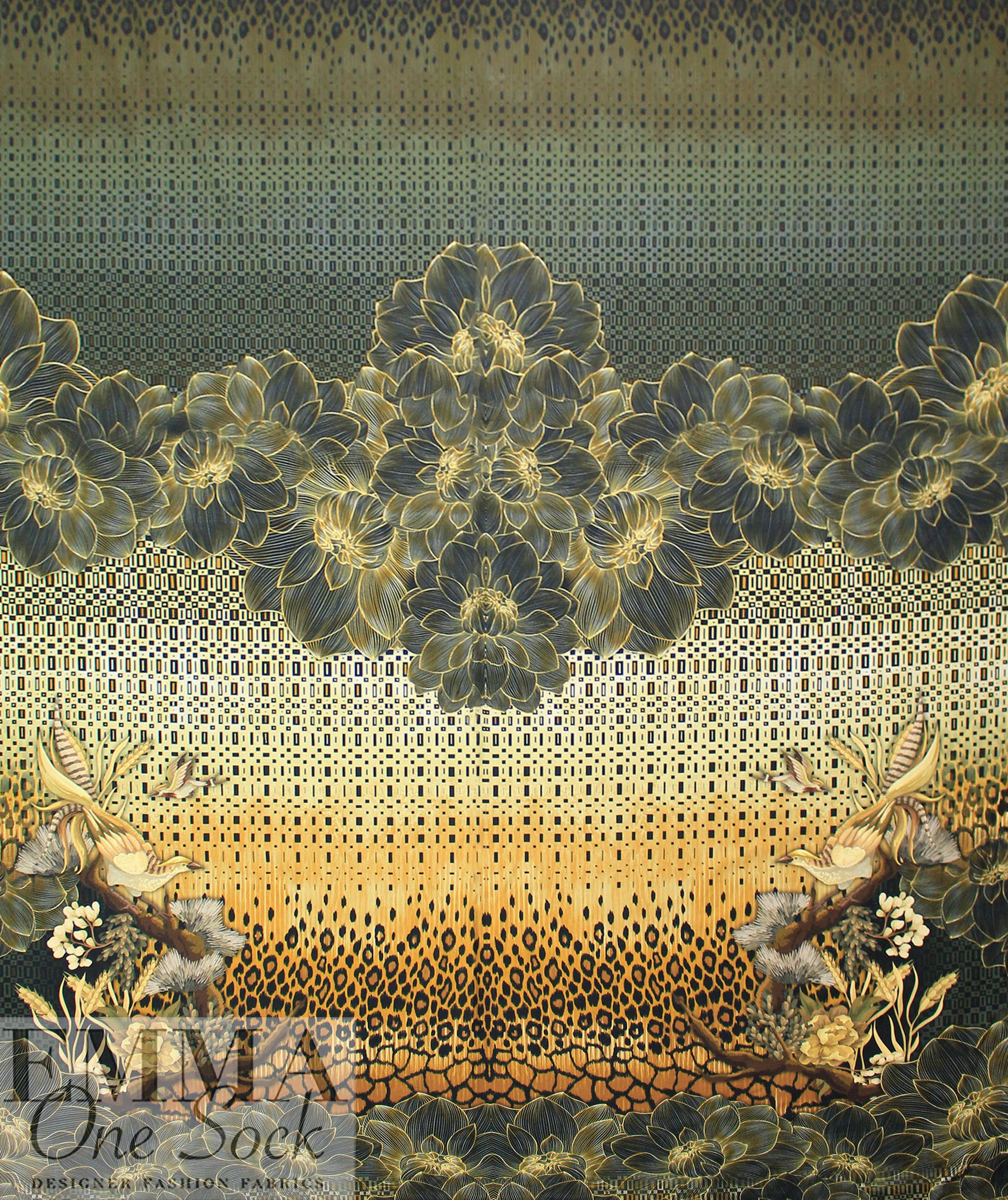Dutch digital 'taking wing' knit panel Oeko-Tex cert.  2.125 yds - 1 panel