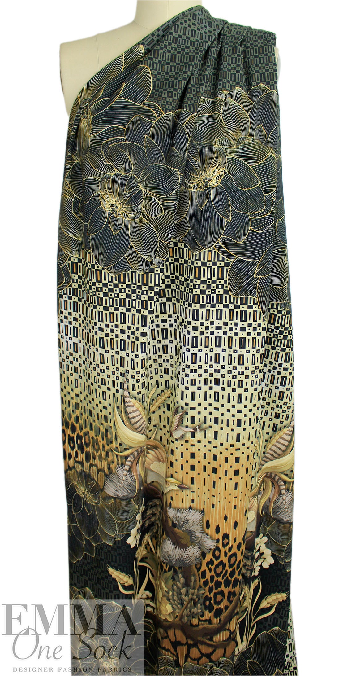 Dutch digital 'taking wing' knit panel Oeko-Tex cert.  2.125 yd