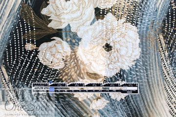 Dutch digital 'beads and blossoms' cotton knit Oeko-Tex cert.  .75 yds
