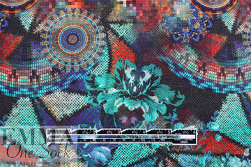 Dutch digital 'techno floral mosaic' knit Oeko-Tex cert.  2 yds