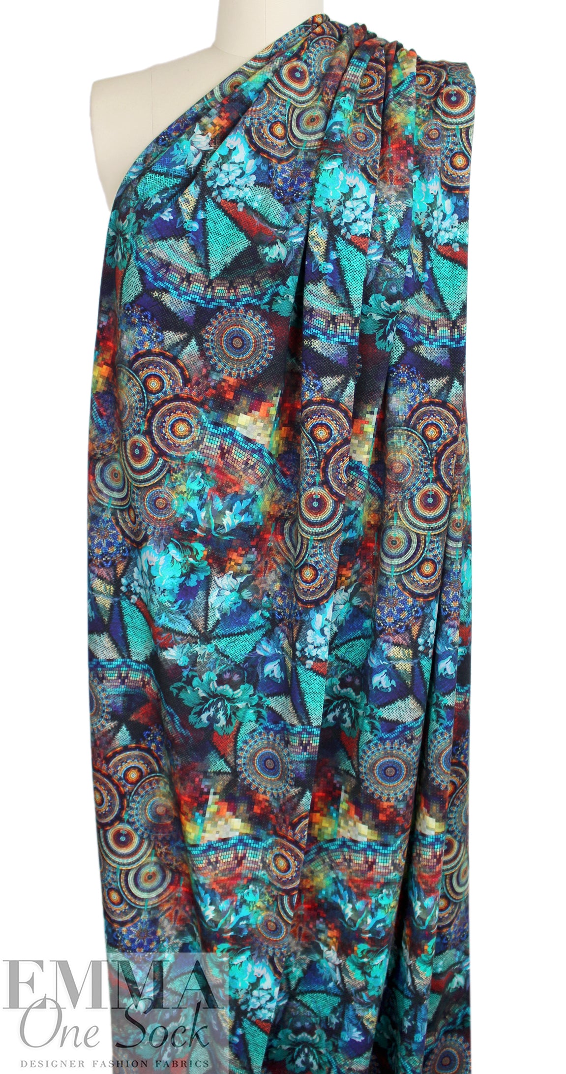 Dutch digital 'techno floral mosaic' knit Oeko-Tex cert.