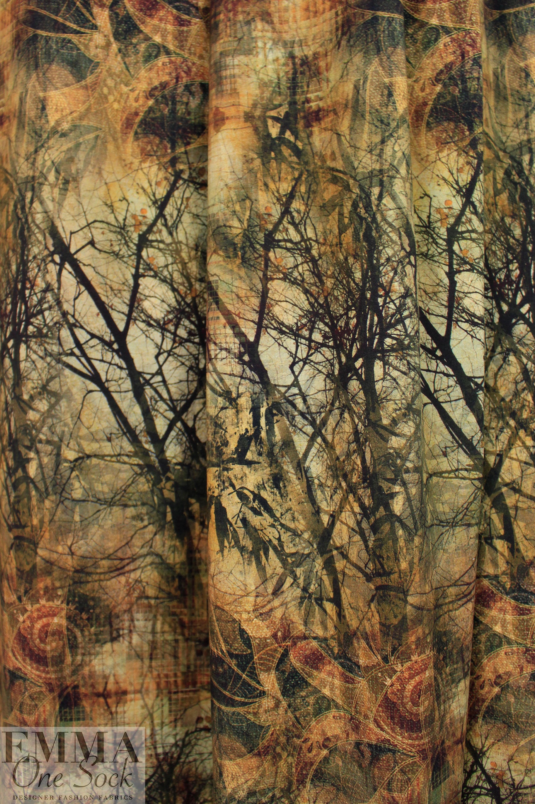 Dutch digital 'mirrored treetops' knit Oeko-Tex cert.  2.125 yd