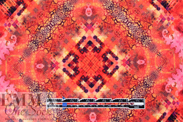 Dutch digital 'pink kaleidoscope' knit Oeko-Tex cert.  2 yd