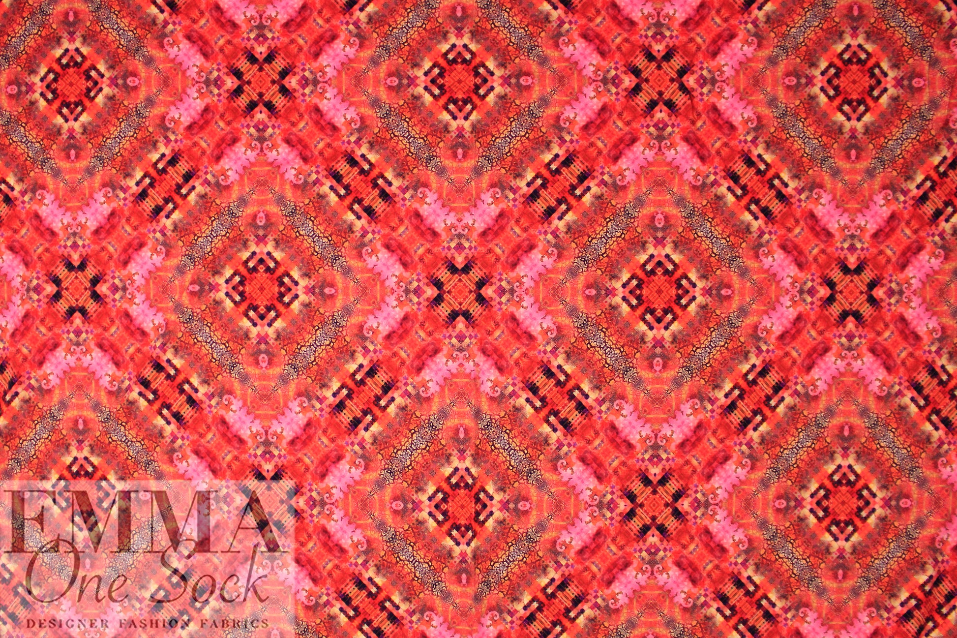 Dutch digital 'pink kaleidoscope' knit Oeko-Tex cert.  1.25 yd