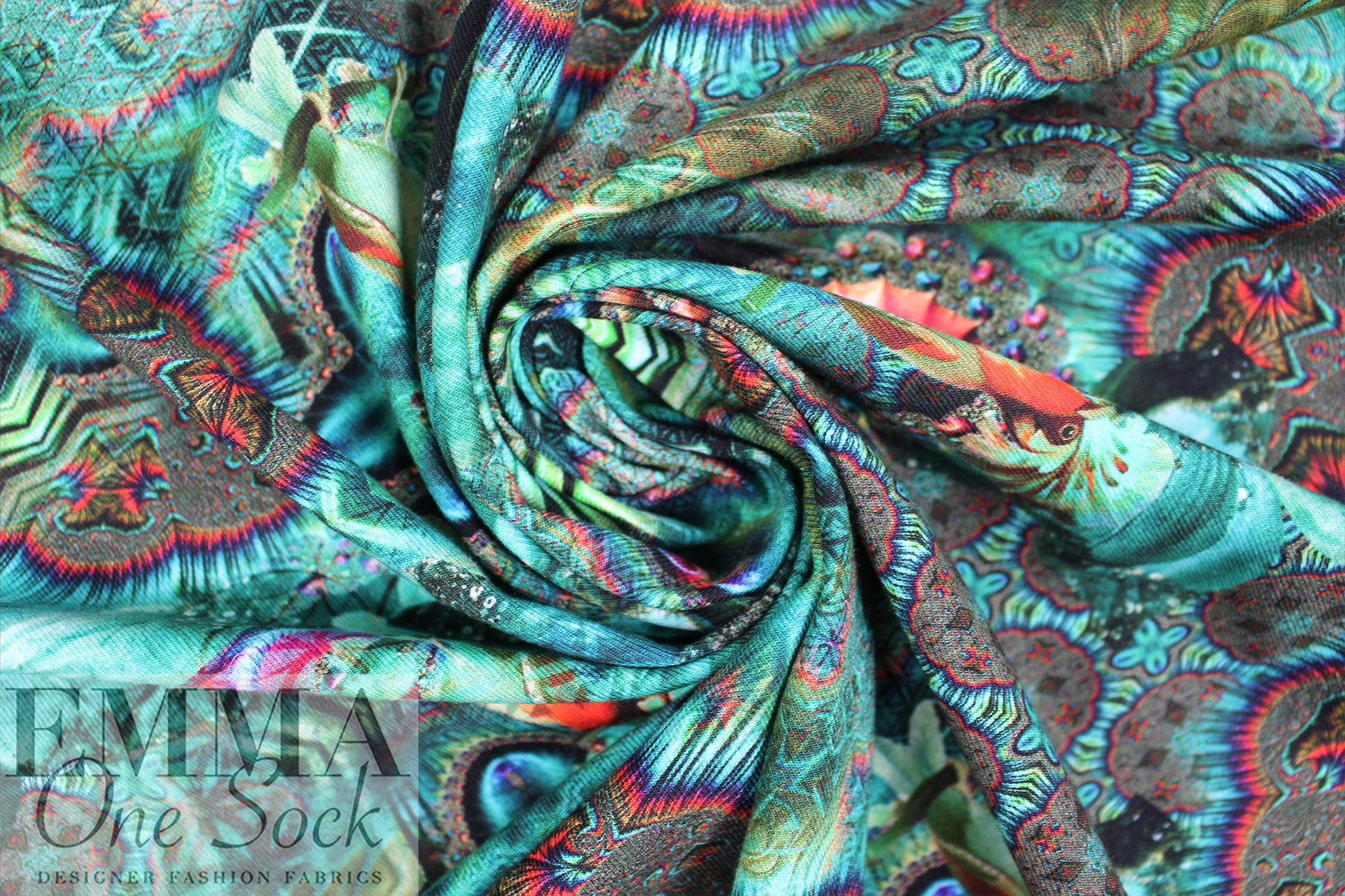Dutch digital 'crown of the kaleidoscope' cotton knit Oeko-Tex cert. .75 yds