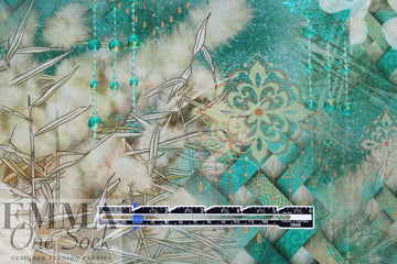 Dutch digital 'jeweled garden fantasy' knit Oeko-Tex cert.  .75 yds