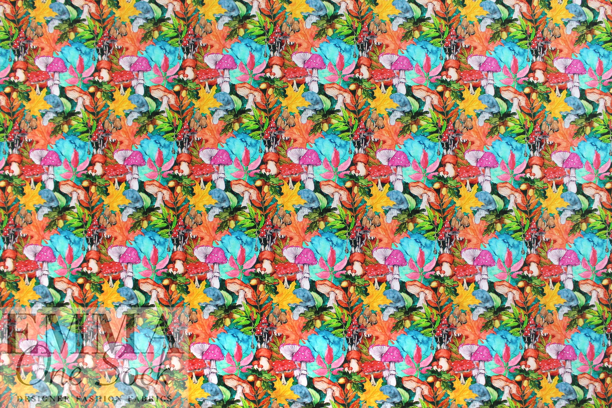 Dutch digital 'mushrooms of the forest' knit Oeko-Tex cert.  .875 yds