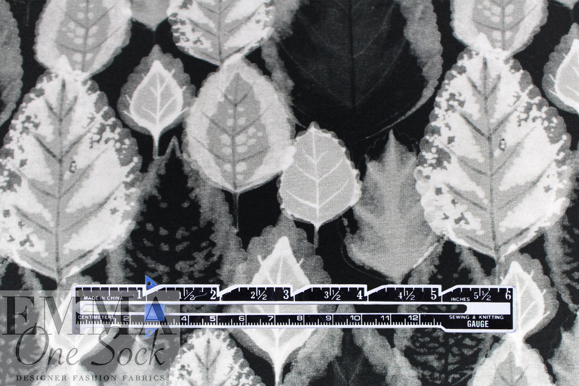 Dutch digital 'leaf photogram' cotton knit Oeko-Tex cert.  1.875 yd