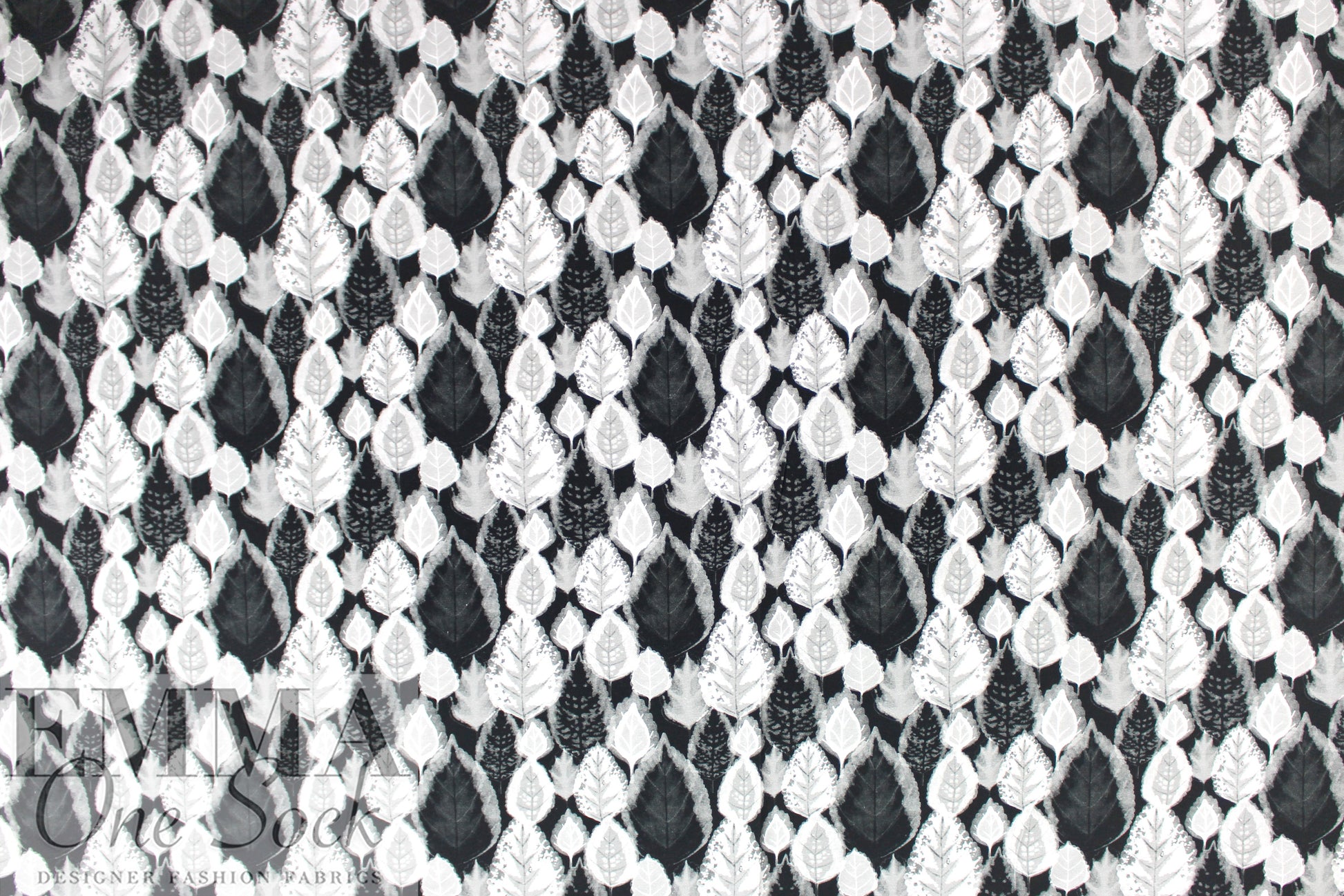 Dutch digital 'leaf photogram' cotton knit Oeko-Tex cert.  1.5 yds