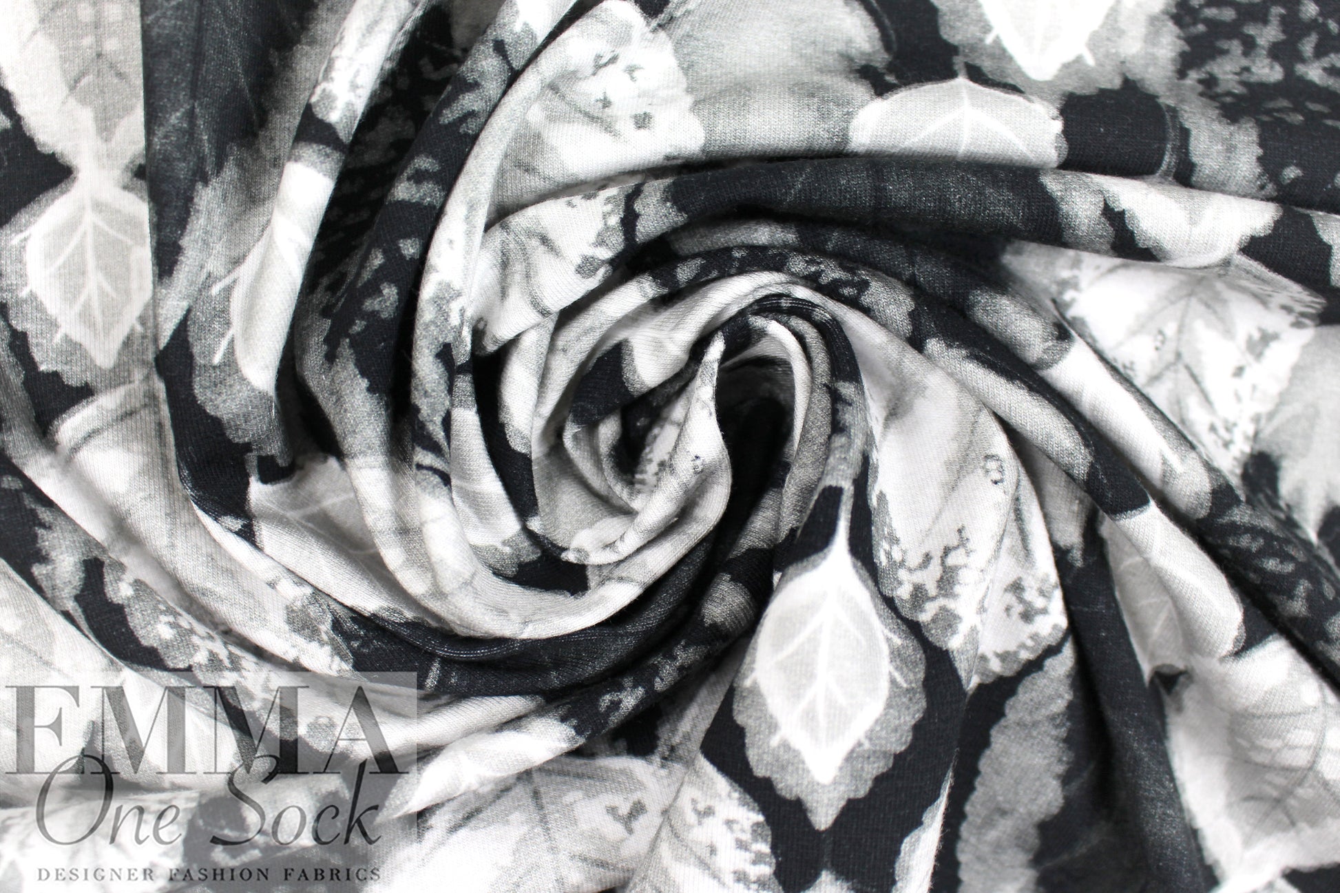 Dutch digital 'leaf photogram' cotton knit Oeko-Tex cert.  1.875 yd