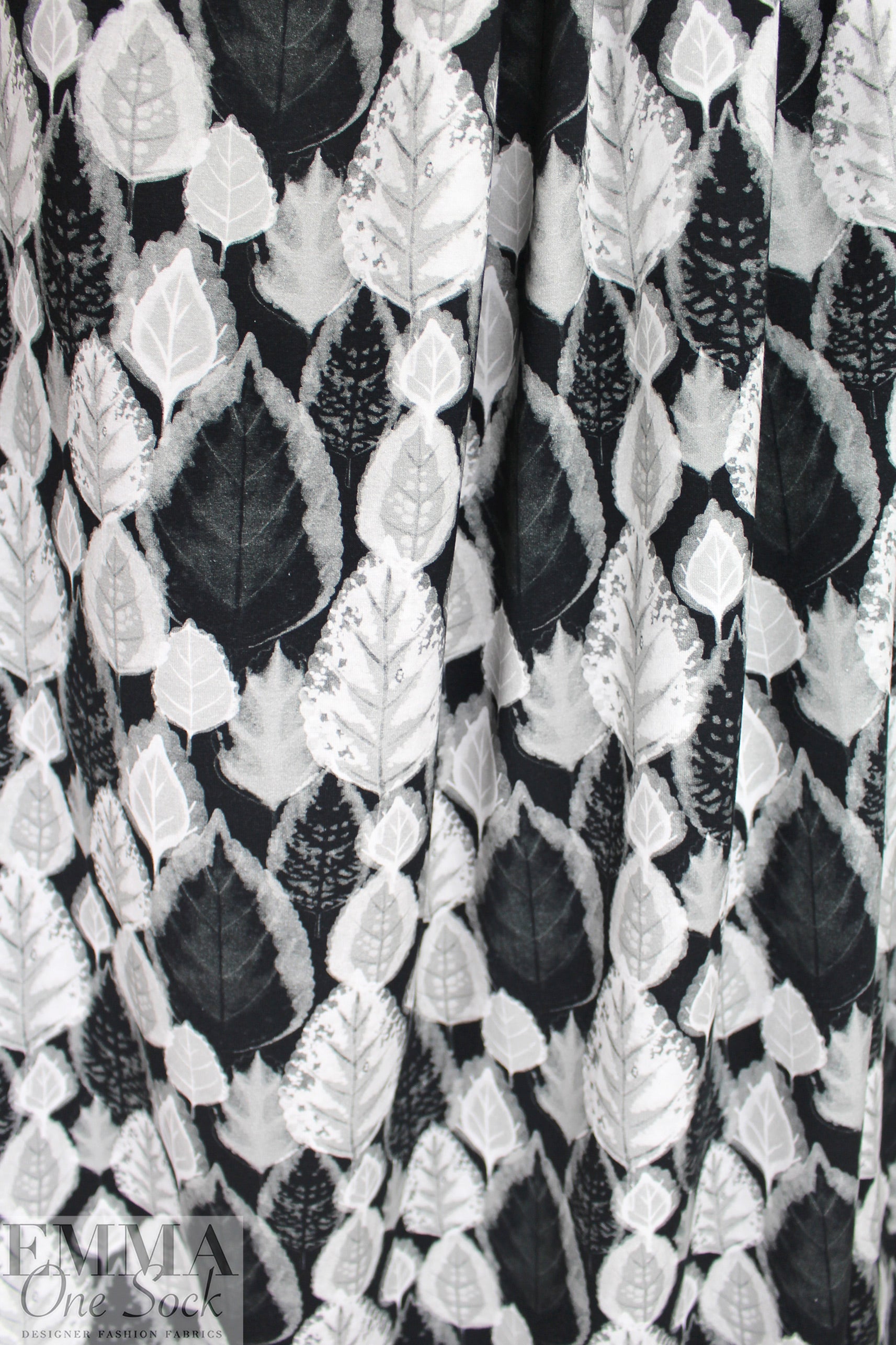 Dutch digital 'leaf photogram' cotton knit Oeko-Tex cert.  2 yd