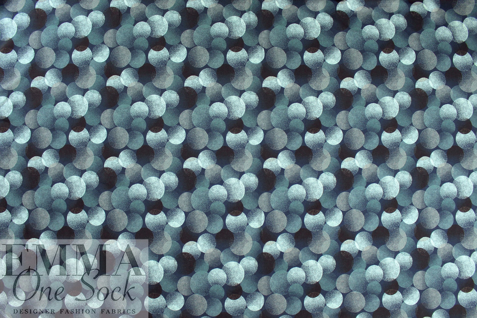 Dutch digital 'full moon' cotton knit Oeko-Tex cert. - teal/ice blue .75 yds