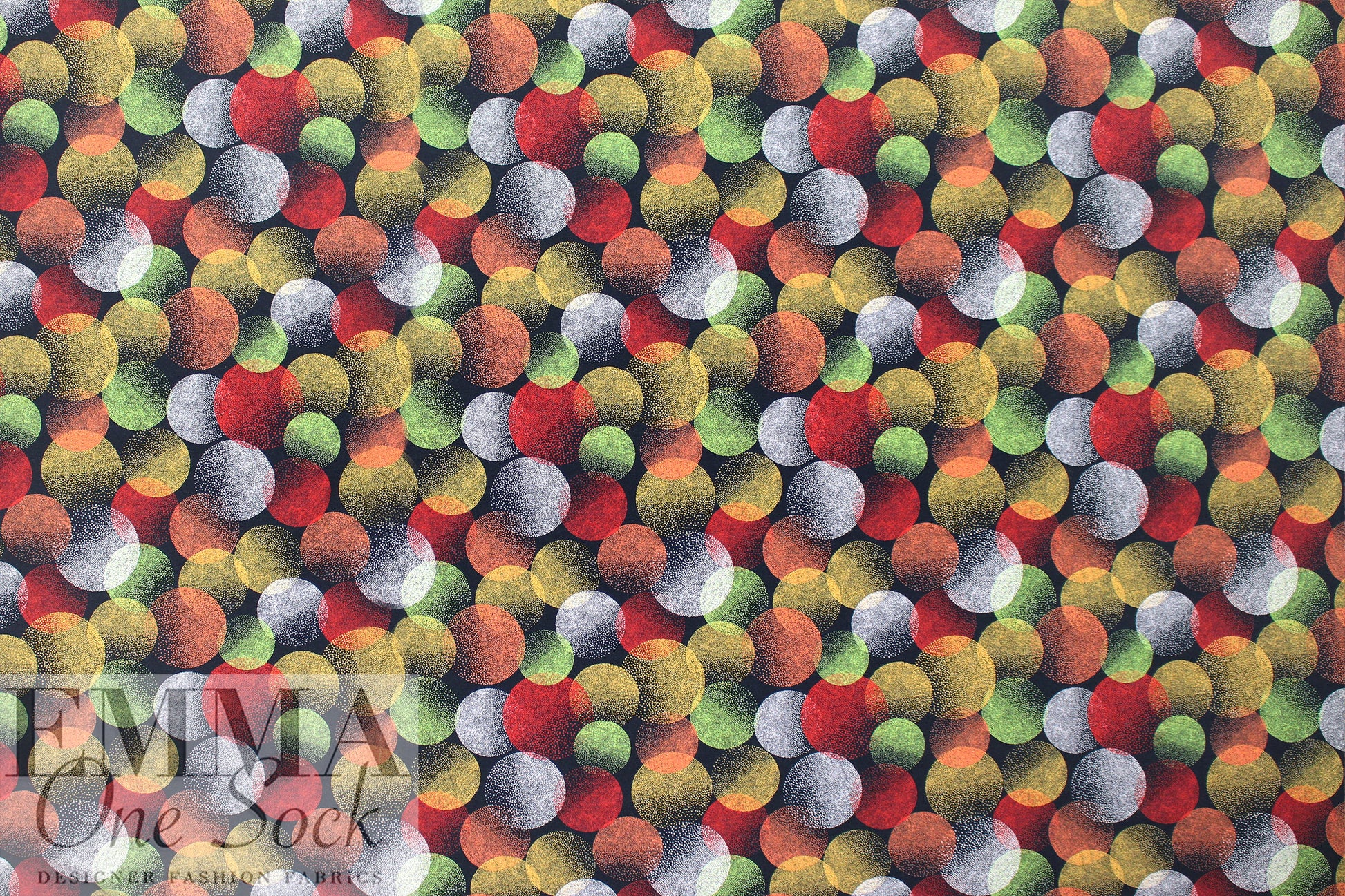 Dutch digital 'full moon' cotton knit Oeko-Tex cert. - crimson/dandelion .5 yds