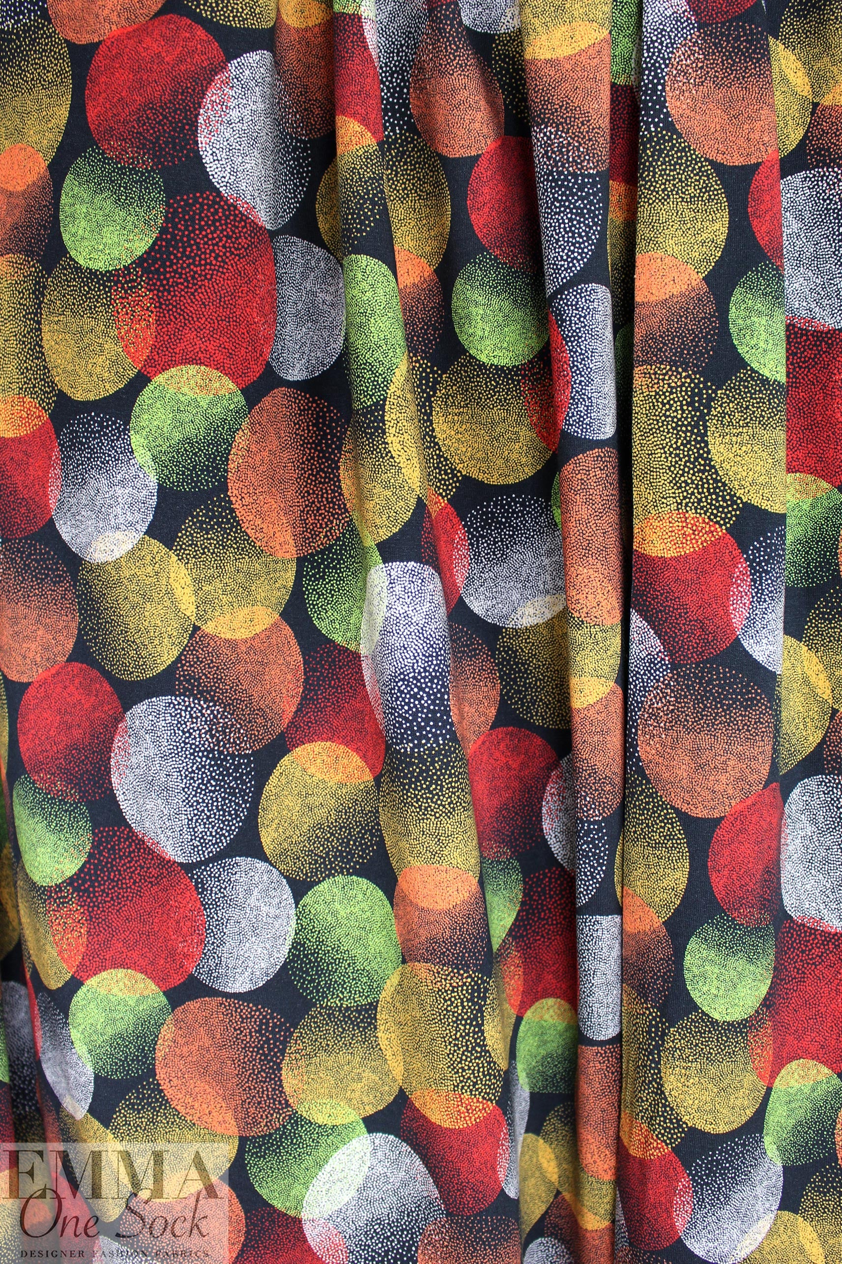 Dutch digital 'full moon' cotton knit Oeko-Tex cert. - crimson/dandelion .75 yds