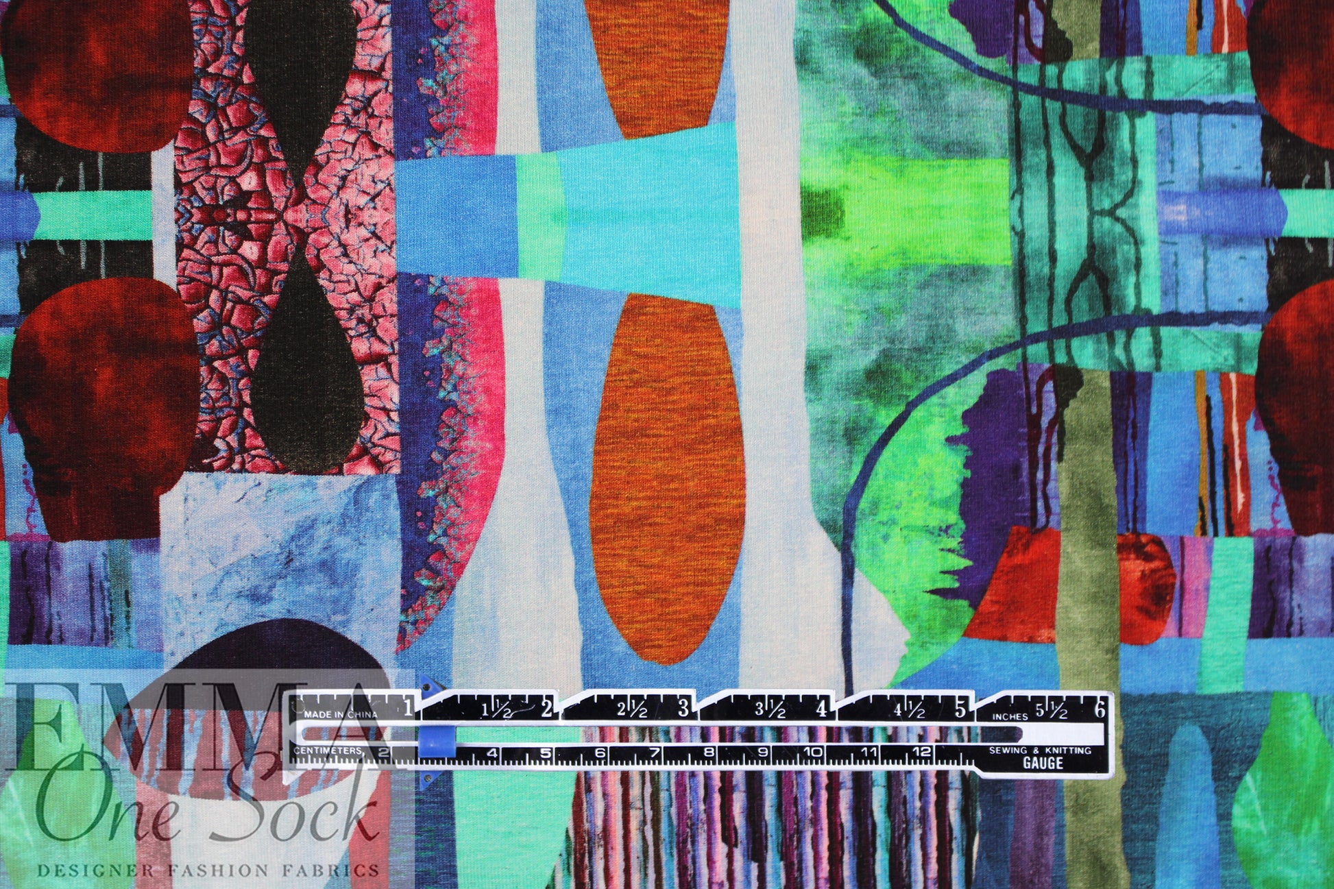 Dutch digital 'collage expression' cotton knit Oeko-Tex cert. 1.125 yds