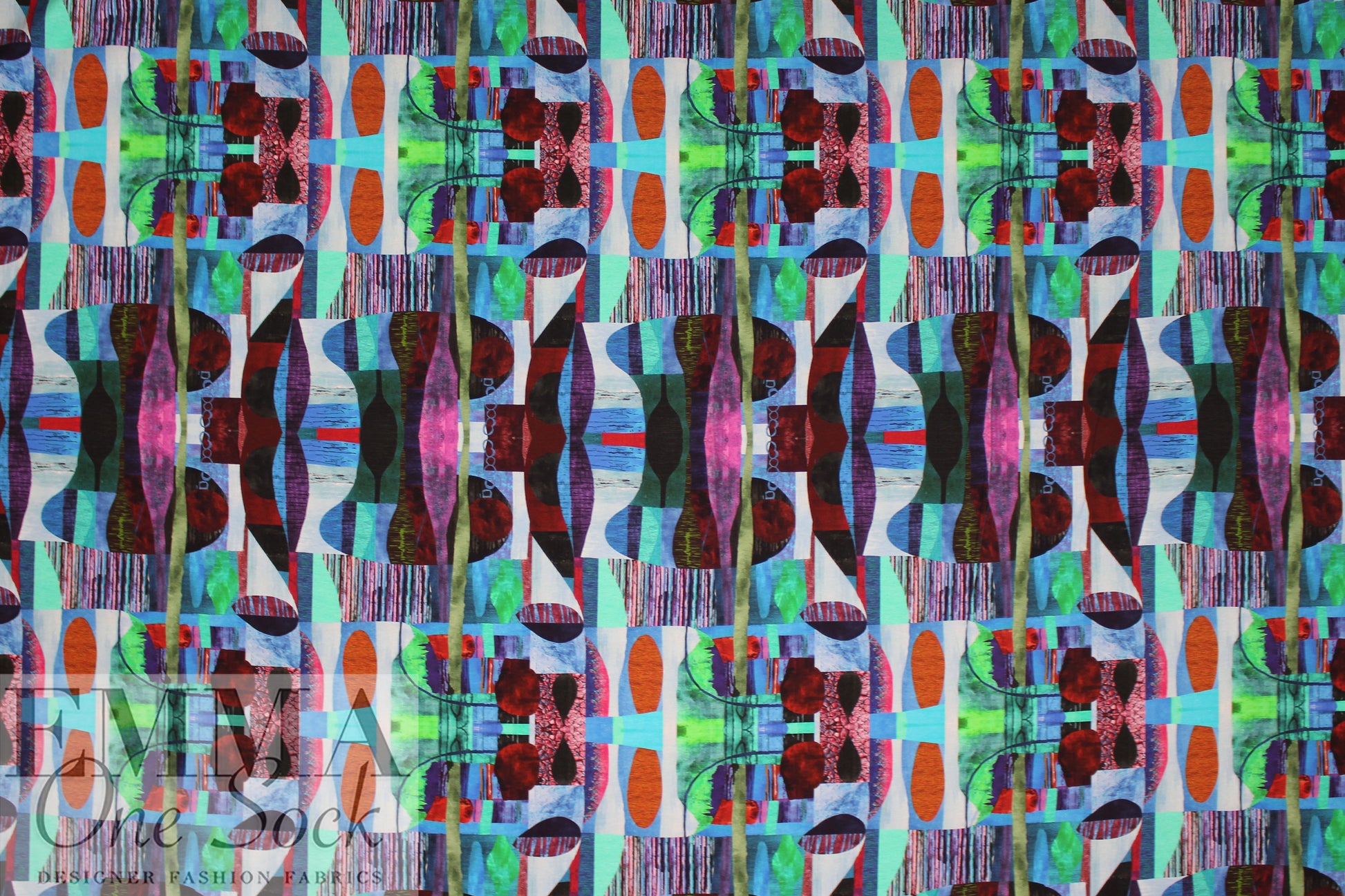 Dutch digital 'collage expression' cotton knit Oeko-Tex cert.