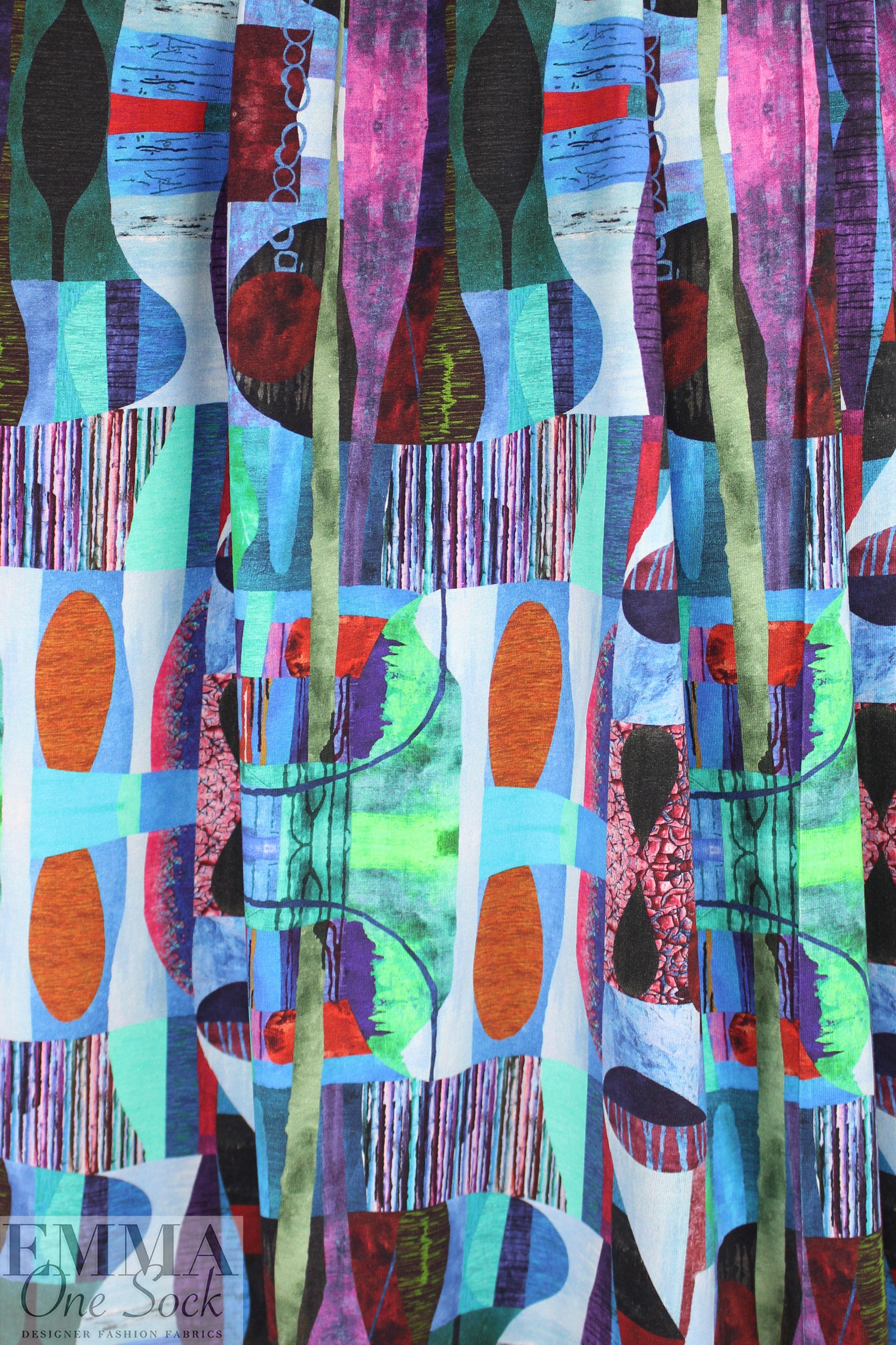 Dutch digital 'collage expression' cotton knit Oeko-Tex cert. 1.25 yd