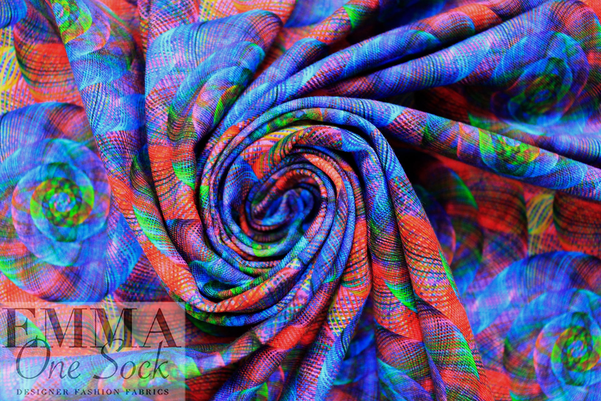 Dutch digital 'quantum spiral' knit Oeko-Tex cert.  1.5 yd