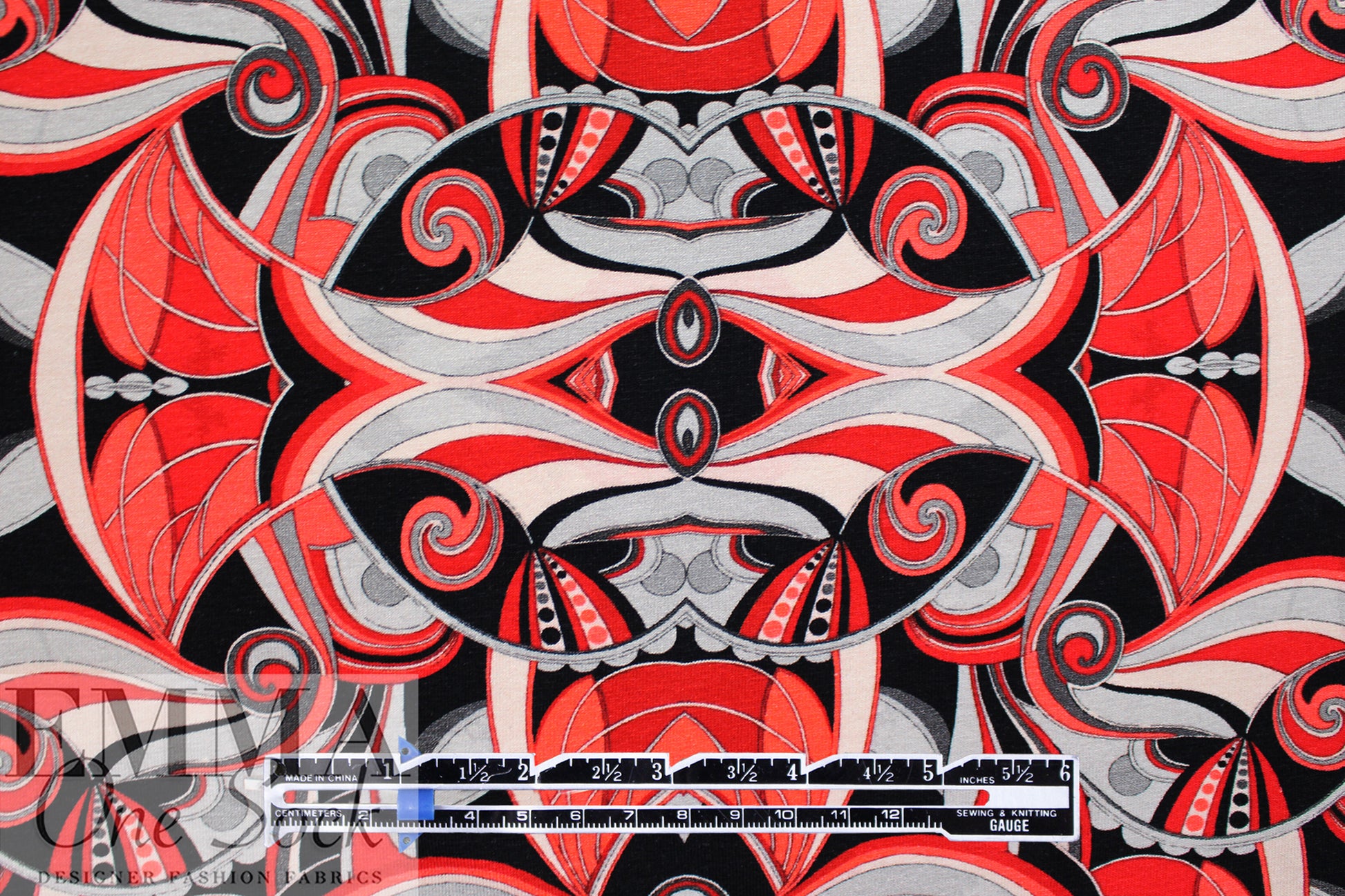 Dutch digital 'art deco kaleidoscope' cotton knit Oeko-Tex cert. 1.125 yd