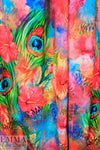 Dutch digital 'hibiscus and peacock' VISCOSE knit Oeko-Tex cert. 1.375 yds