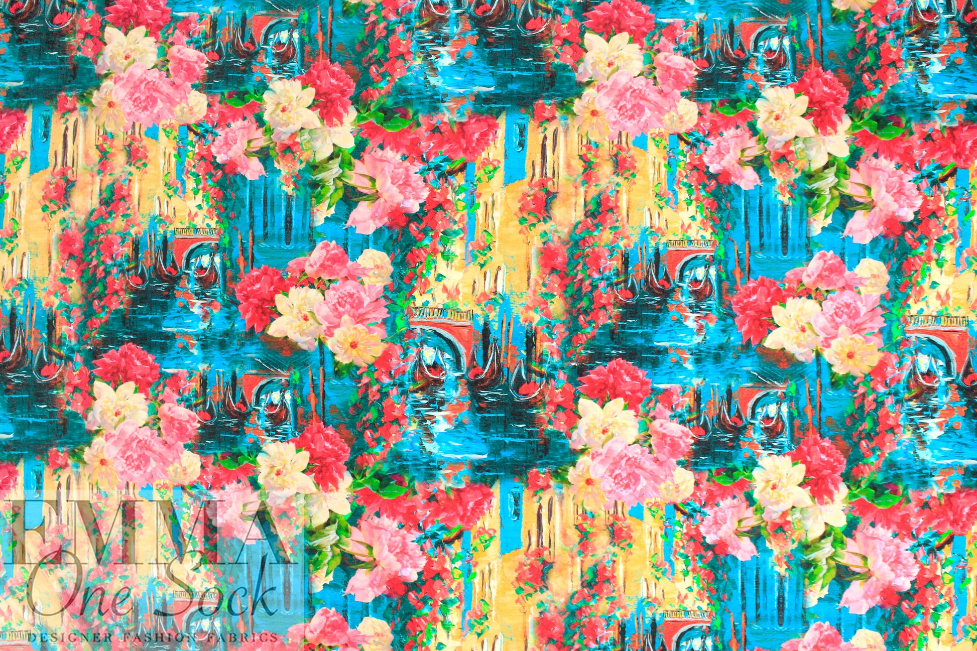 Dutch digital 'gondola ride' VISCOSE knit Oeko-Tex cert. .75 yds