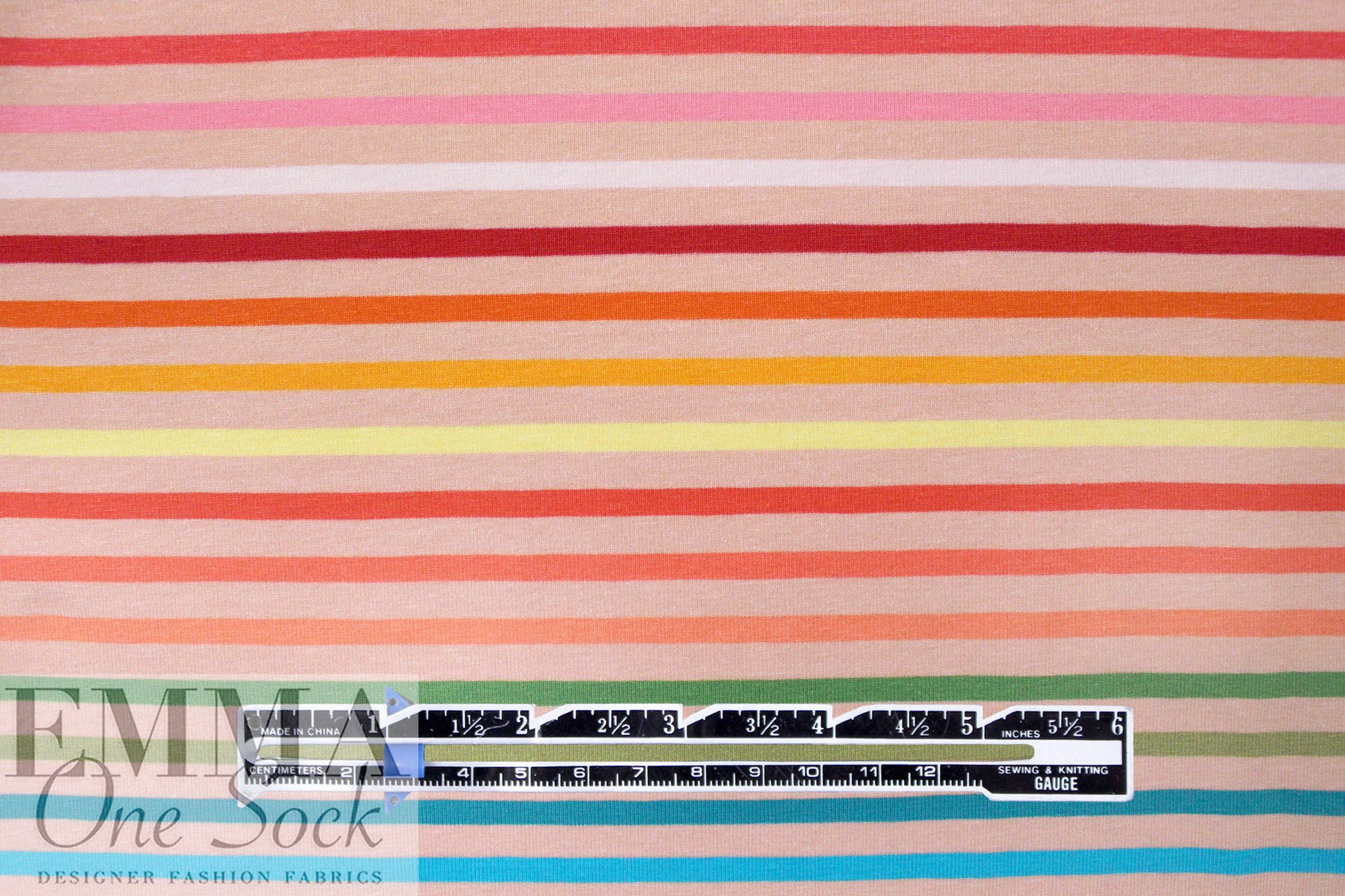 Dutch digital apricot stripe cotton knit Oeko-Tex cert. .75 yds