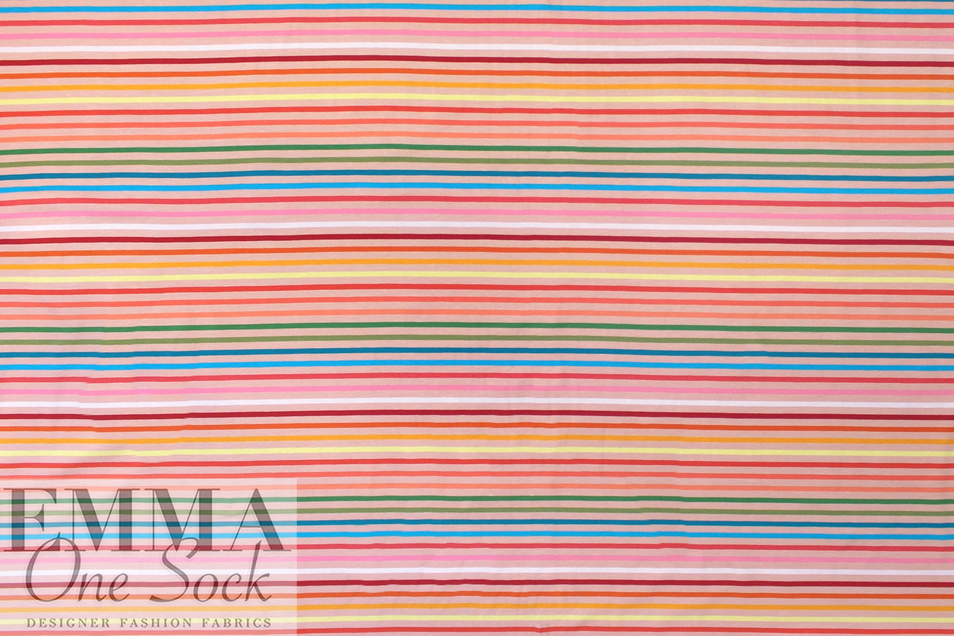 Dutch digital apricot stripe cotton knit Oeko-Tex cert. 1.75 yd