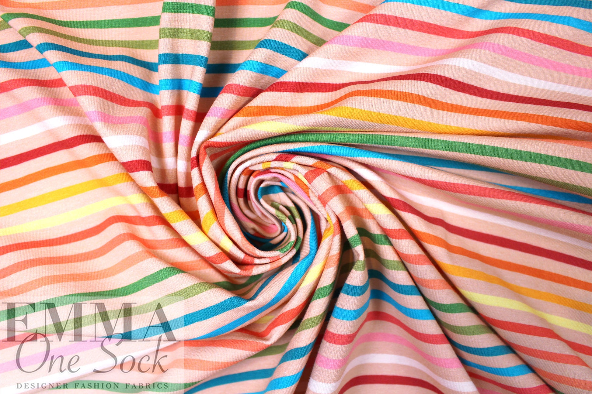Dutch digital apricot stripe cotton knit Oeko-Tex cert. 1.75 yds