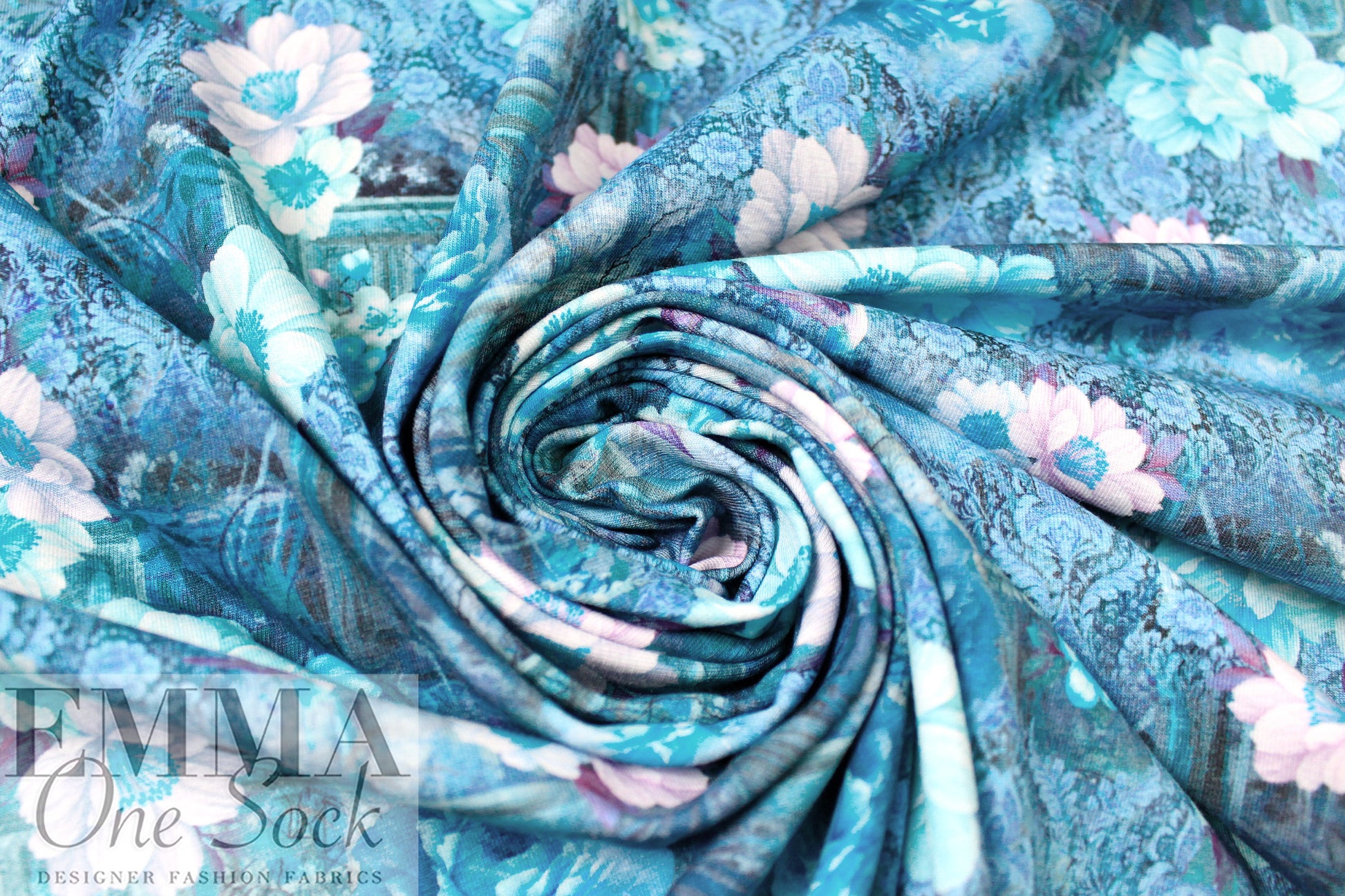 Dutch digital 'hummingbird visit' cotton knit Oeko-Tex cert. .625 yds