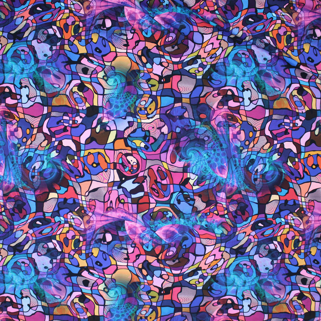 Dutch digital 'painted glass 2' cotton knit Oeko-Tex cert. .625 yds