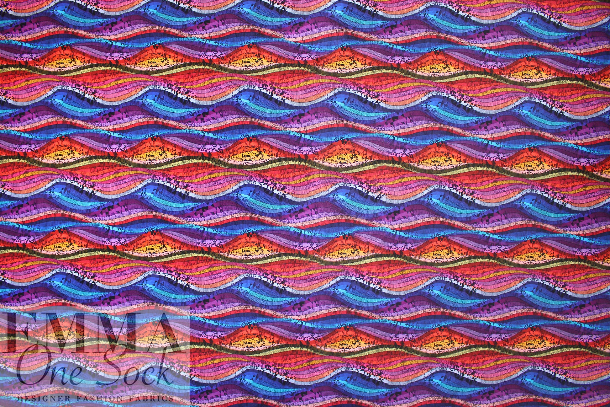 Dutch digital 'fathoms and facets' cotton knit Oeko-Tex cert. .5 yds