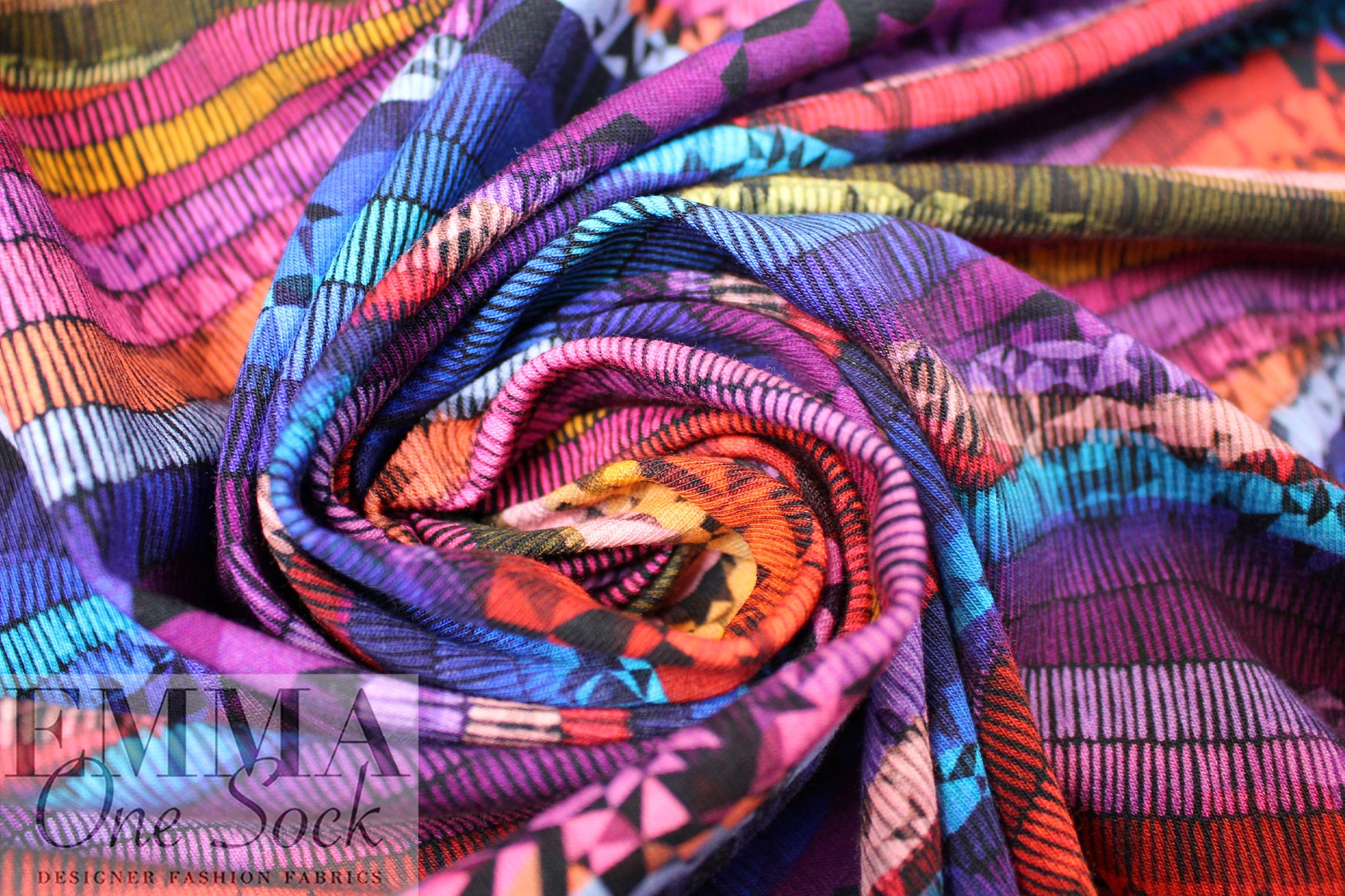 Dutch digital 'fathoms and facets' cotton knit Oeko-Tex cert. 1.25 yds