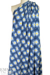 Dutch digital 'daisy shower' cotton knit Oeko-Tex cert. - denim blue .75 yds