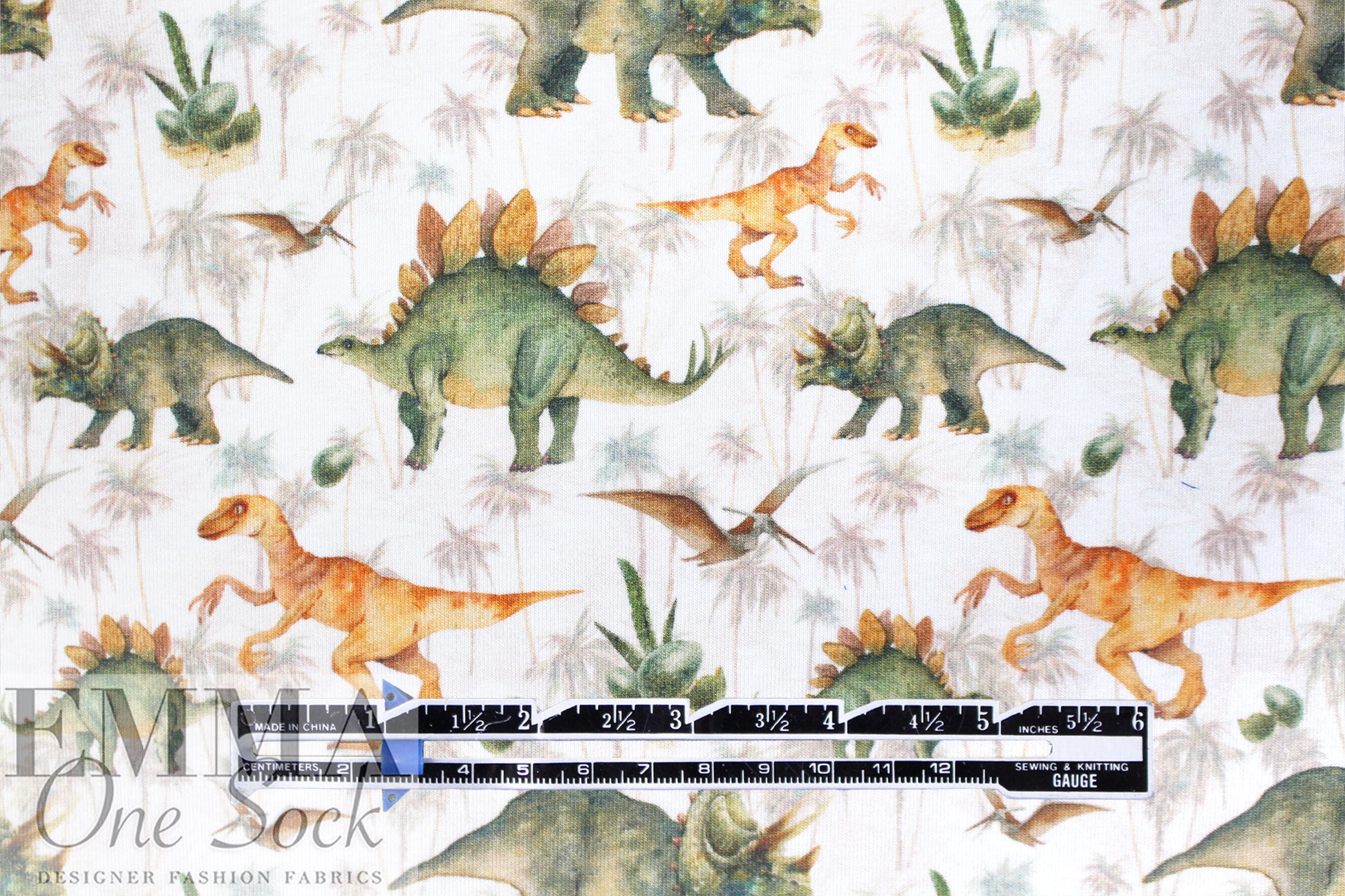 Dutch digital 'dino march' cotton knit Oeko-Tex cert. .625 yds
