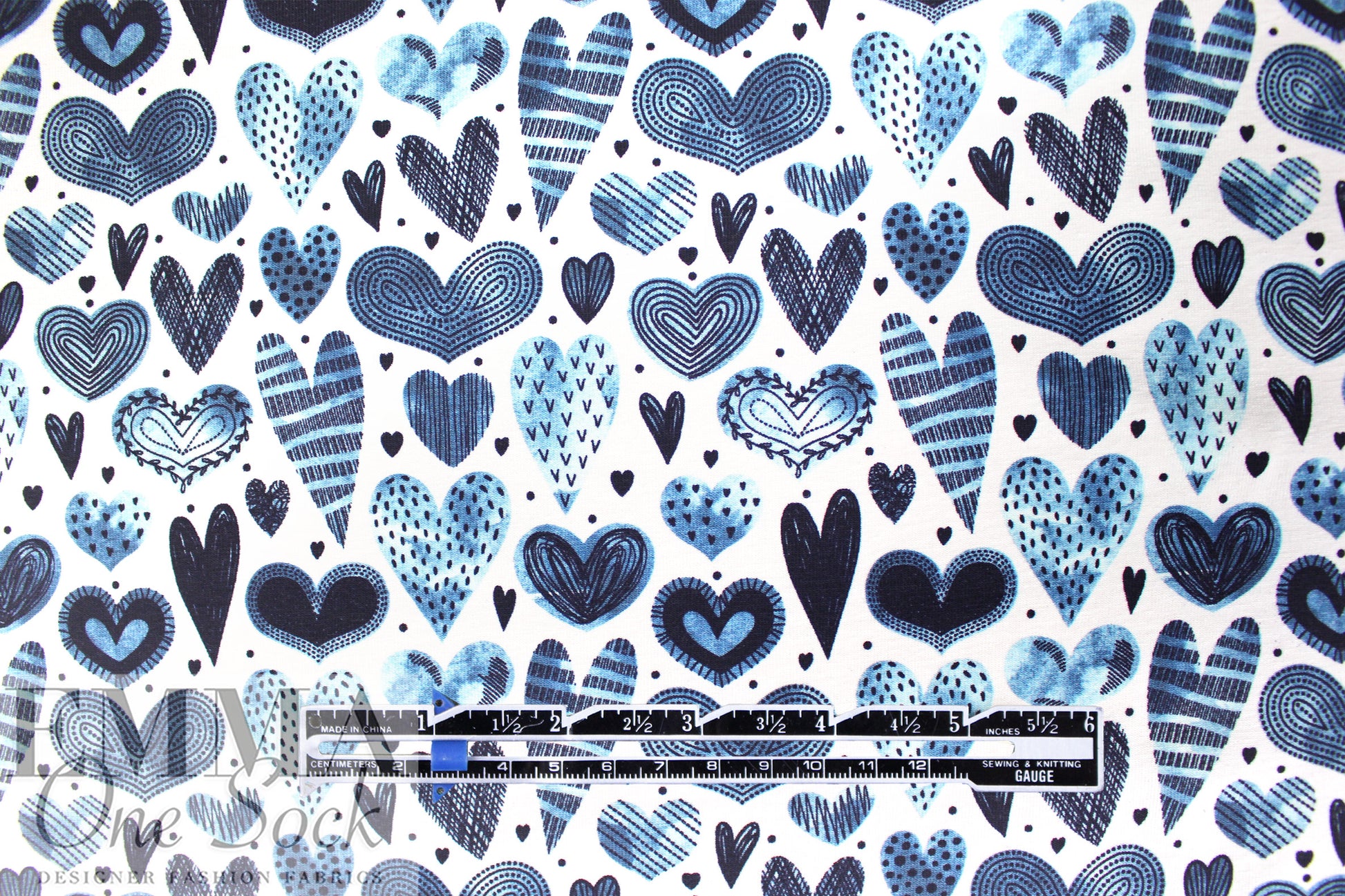 Dutch digital 'love note' cotton knit Oeko-Tex cert. .5 yds