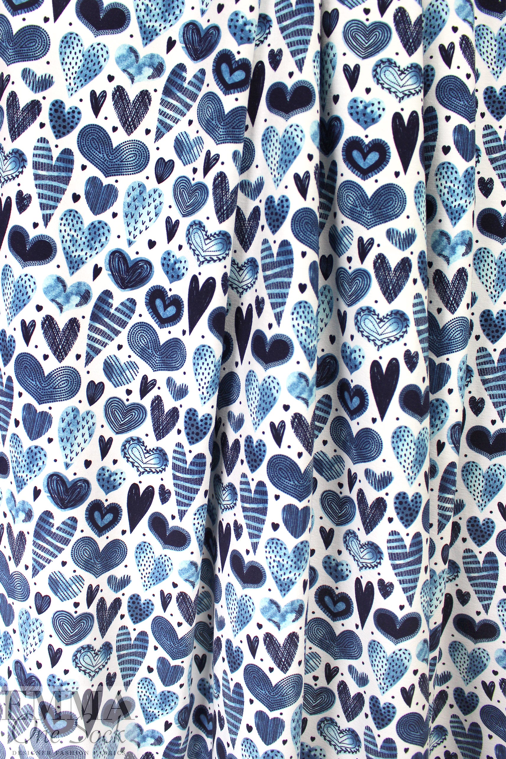 Dutch digital 'love note' cotton knit Oeko-Tex cert. .5 yds