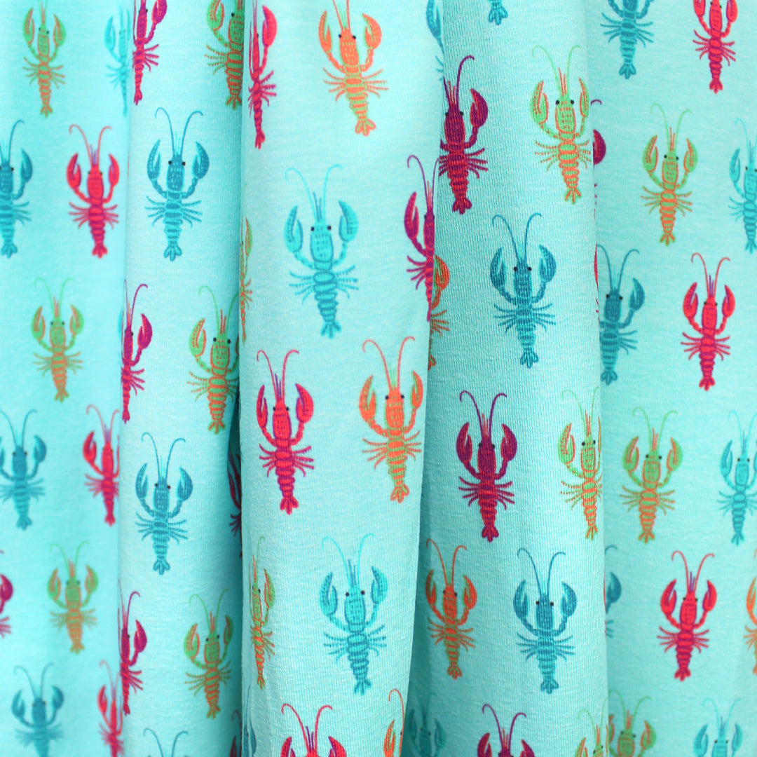 Dutch digital 'lobster lineup' cotton knit Oeko-Tex cert. 1.25 yds