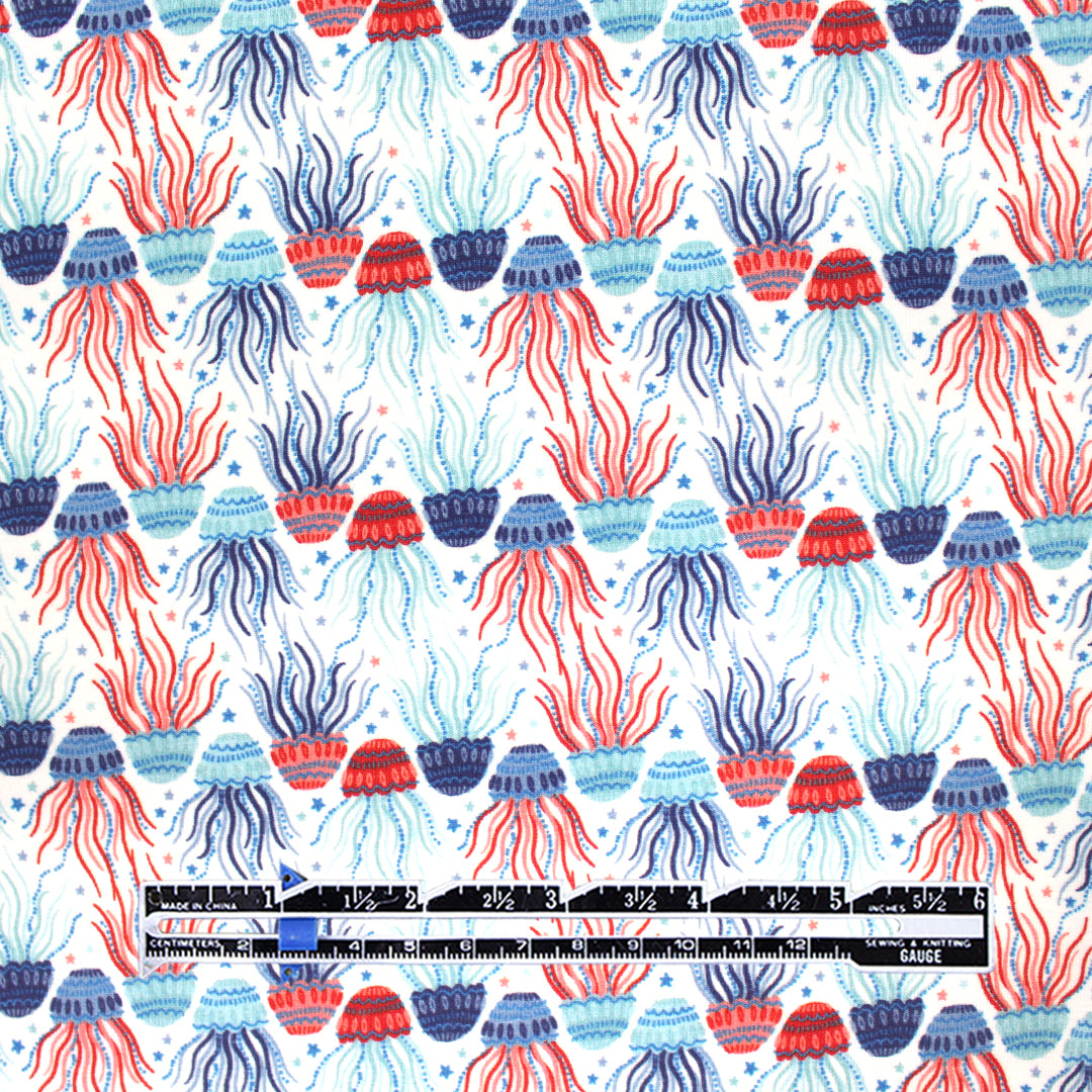 Dutch digital 'dancing jellyfish' cotton knit Oeko-Tex cert. 2.25 yd