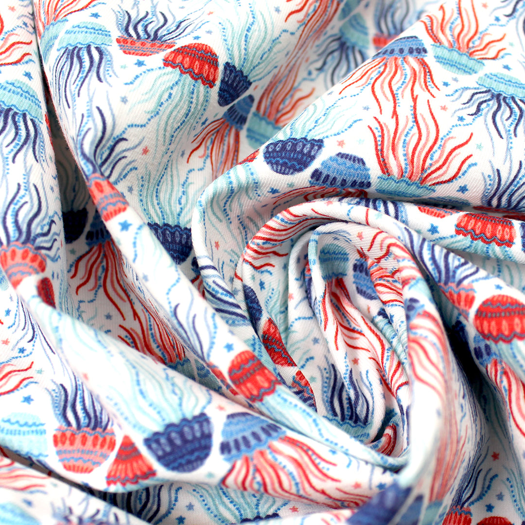Dutch digital 'dancing jellyfish' cotton knit Oeko-Tex cert. 1.25 yd