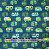 Dutch digital 'happy camper' cotton knit Oeko-Tex cert. - basil/teal 1.125 yds