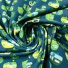 Dutch digital 'happy camper' cotton knit Oeko-Tex cert. - basil/teal 1.125 yds