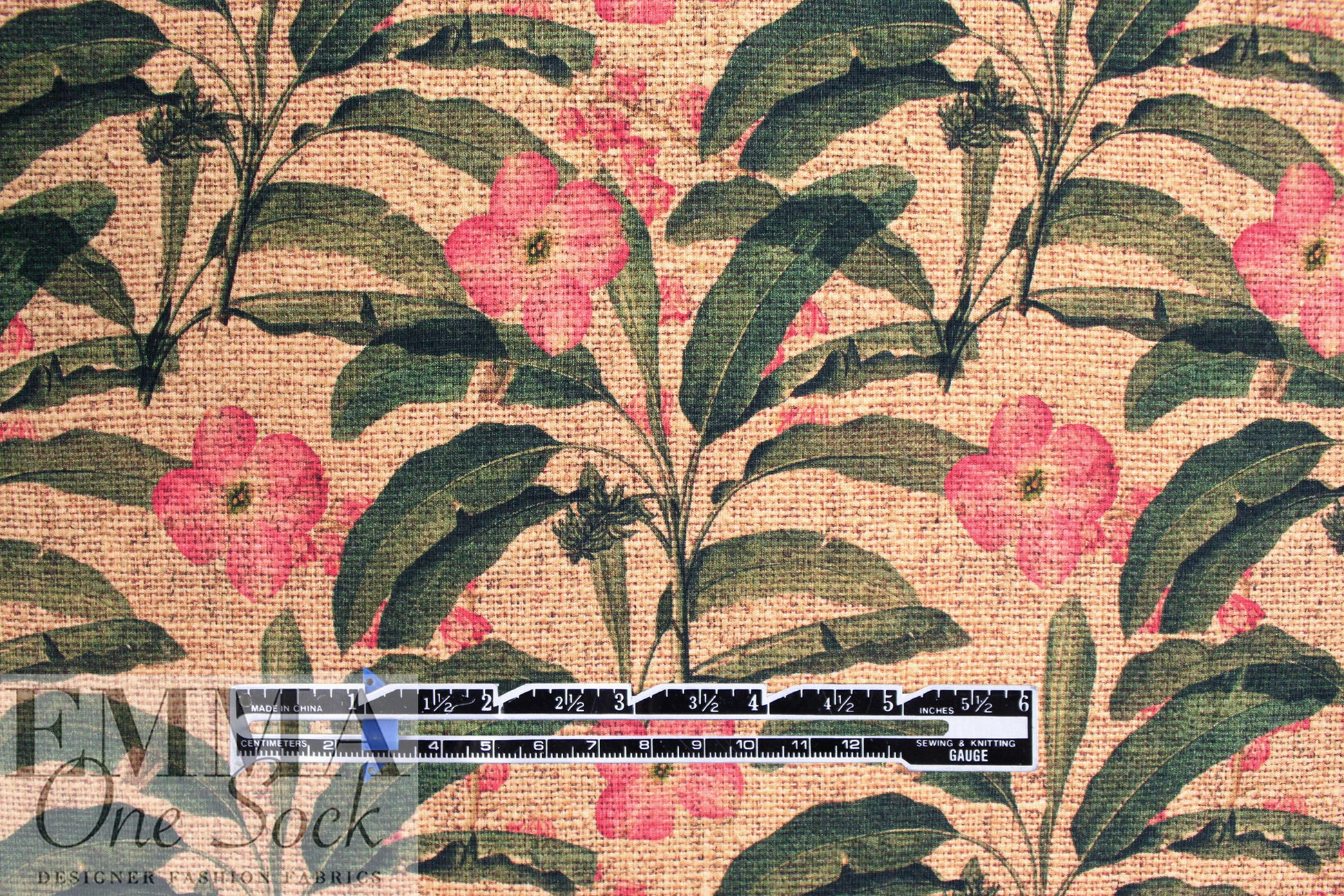 Dutch digital 'plumeria paradise' cotton knit Oeko-Tex cert. 1.25 yds